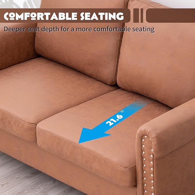 J.C.UP 57’’ Loveseat Sofa CouchLove Seat for Small Spaces Upholstered 2 Seat Sofa Couches Small Sofas with Solid Wood Legs Suitable for Living Room Bedroom Apartment