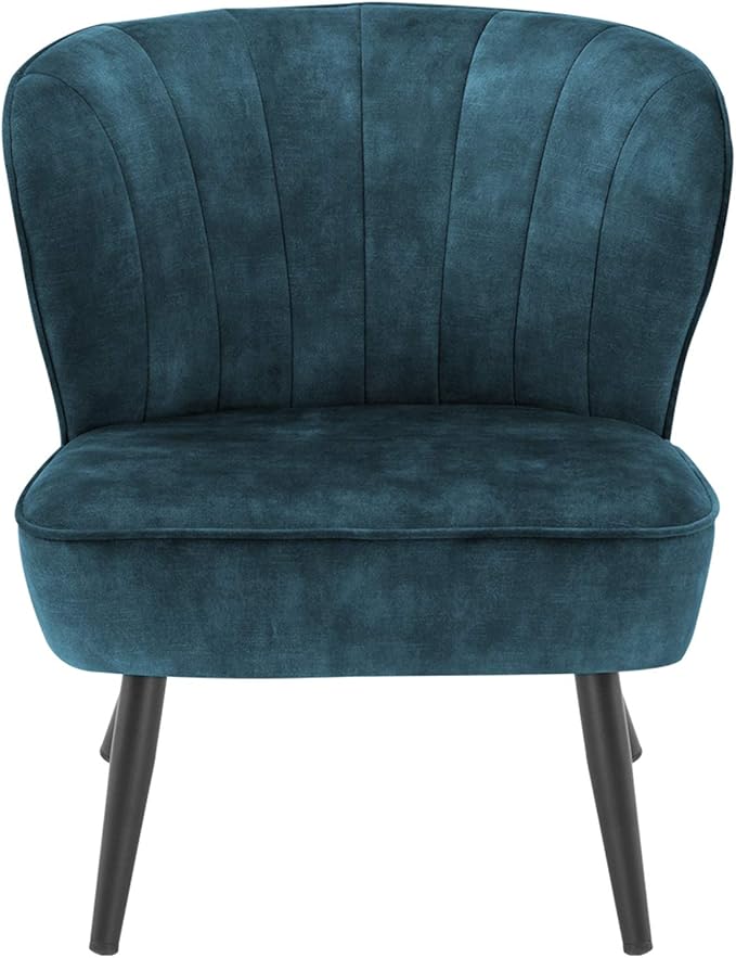 DUHOME Living Room Chair Armless Slipper Accent Chair Sofa Chair Reading Chair Upholstered Velvet Fabric for Bedroom Blue
