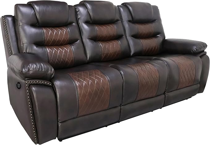 New Classic Furniture Nikko Faux Leather Sofa with Power Footrest Brown