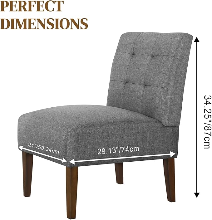 Anwick Gray Modern Accent Chair Mid Century Upholstered Living Room Chair with Wood Legs Comfy Small Accent Chair with Back for Small Spaces Office Bedroom Reading Spaces (Gray1)
