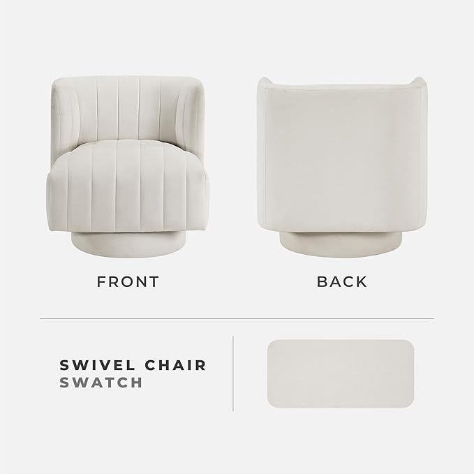 Lexicon Swivel Accent Chair Textured Fabric Upholstered 360 Degree Swivel Barrel Chair with Channel Tufted Comfort Seat for Living Room Bedroom Office Easy Assembly Beige