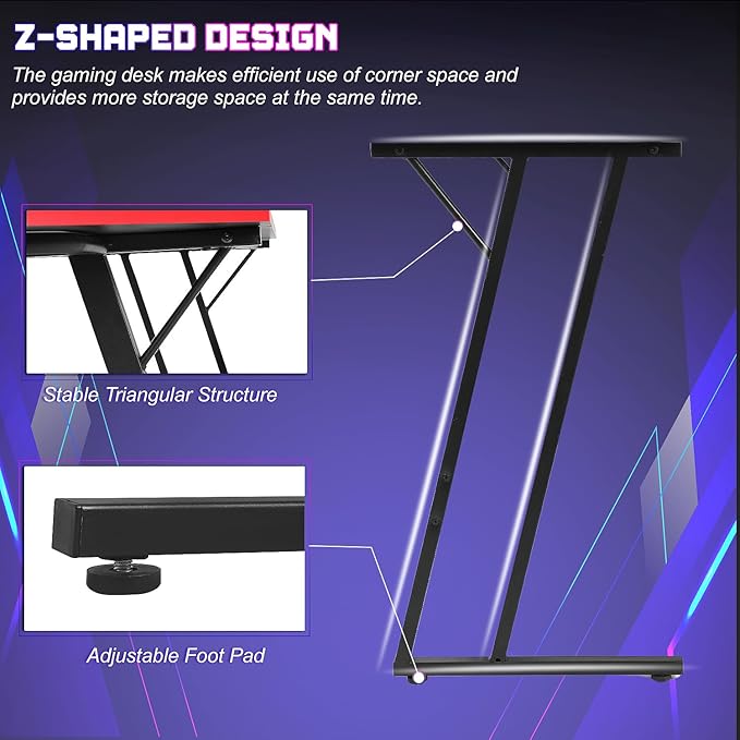 NChanmar L Shaped Gaming Desk with Monitor Riser Stand Home Office Corner Desk for Studying Working Large Desktop Black
