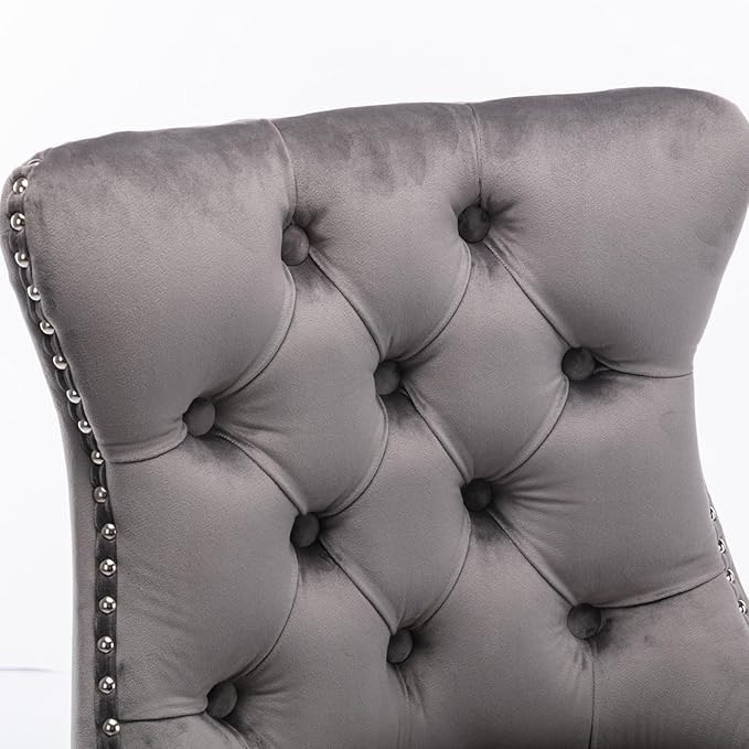 Modern Upholstered BarstoolsVelvet Bar ChairsSet of 2Wooden LegsLeisure Style Bar ChairsHigh Backrest ChairKitchen Island Chairs for CafesLiving RoomKitchenBarGray