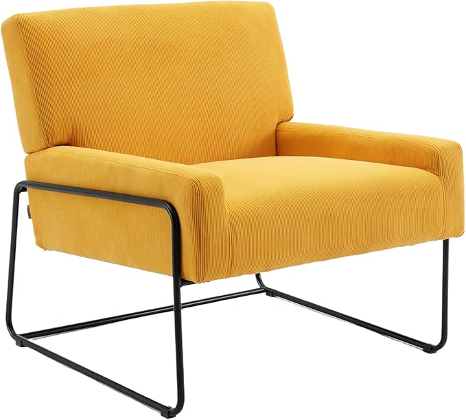 Accent Chair - Modern Industrial Slant Armchair with Metal Frame - Premium High Density Soft Single Chair for Living Room Bedroom