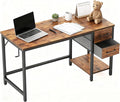 Cubiker Computer Home Office Desk with Drawers 47 Inch Small Desk Study Writing Table Modern Simple PC Desk Vintage Brown