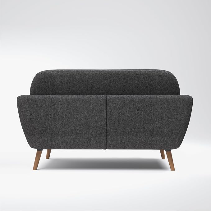 Artdeco Home Oakland loveseat Sofa – mid-Century Modern Style Soft Fabric Upholstery Design for Small Spaces Living Room and Apartment Easy Assembly (Polyester Charcoal)