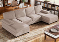 Walsunny Sectional Couches for Living Room Convertible U-Shaped Sofa Couch with Double Chaise 4 Seat Sofa Set Modular Sectional Sofa for Living Room Apartment Bedroom Dark Kahki
