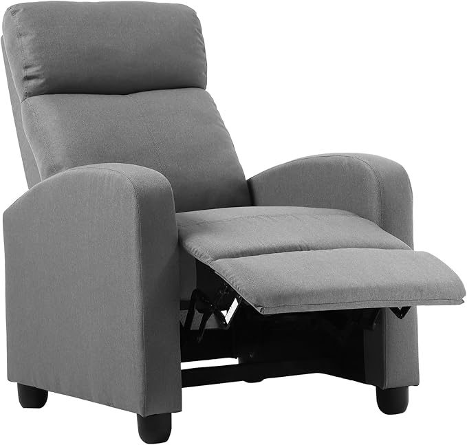 Recliner Chair for Adults Living Room Chairs Reading Chair with Fabric Padded Seat Backrest Modern Reclining Easy Lounge Bedroom Chair Recliner Chair for Bedroom (Grey)