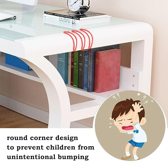 Tempered Glass Computer Desk Modern Laptop Desk Dinning Table Professional Office Desk Study Gaming Writing Desk Home Office Workstation(Pink80cm/31.4in)