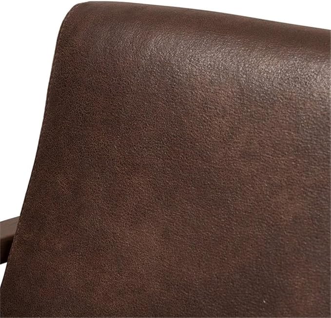 BOWERY HILL Faux Leather Accent Arm Chair Brown Distressed Upholstery Rubber Wood Frame Mid-Century Modern Style Removable Cushions 29.53'' H x 27.95'' W x 33.07'' D Living Room Seating