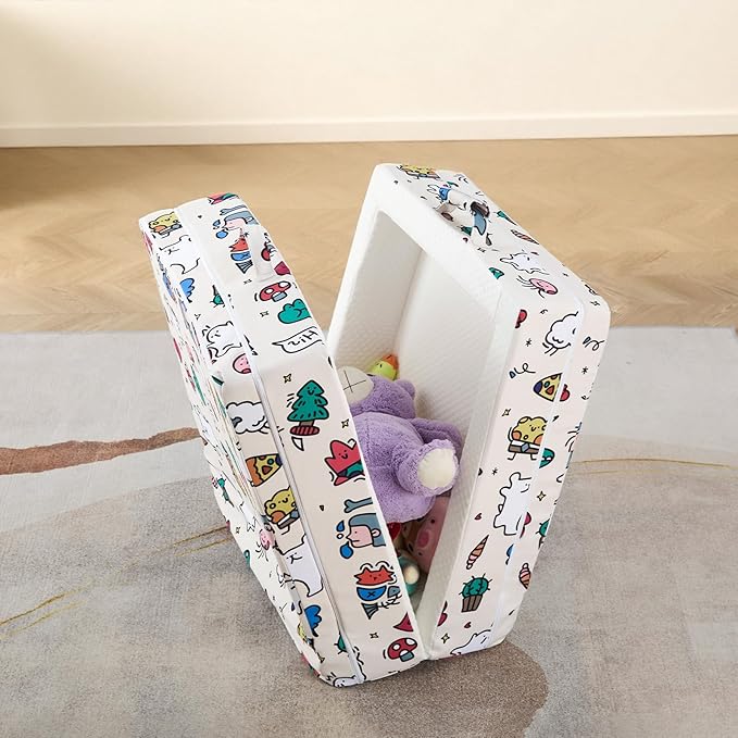Portable Foldable Toddler Travel Bed – Air Layer Fabric Soft Foam Floor Crib with Safety Rails No Assembly Washable Cover Compact Kids Sleep Solution for Home Trips &amp Daycare Cream