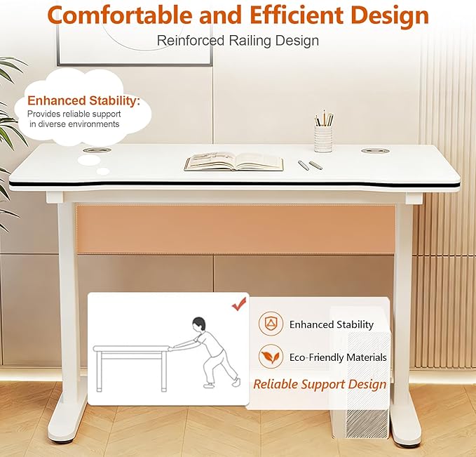 Gaming Desk Modern Simple Style Computer Desk with Sturdy Desktop for Home Office Bedroom Study Home Office Desk with Black Desktop Easy Assembly