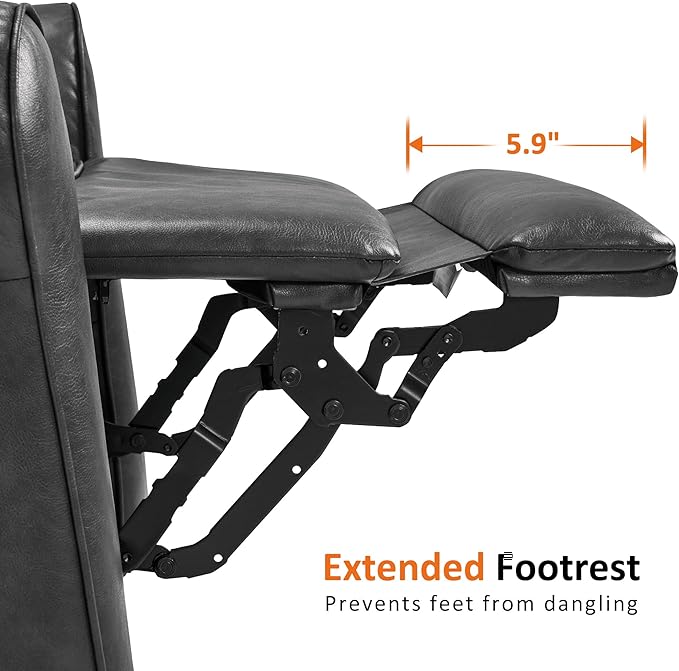 MCombo Power Wall Hugger Recliner Chair for Small Space RV Living Room USB &amp USB-C Charging Ports Modern Rolled Arm Recliner Faux Leather PR630 (Dark Grey Medium)