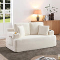 Loveseat Sofa Cloud Boneless Couch Corduroy Upholstered Deep Seat Beanbag Sofa Chair with Cup Holder &ampSide Pocket Modern Comfy Compression Memory Foam Couch for Living Room Bedroom(66.5 W Bei