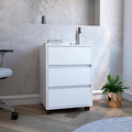 Hassyee Three Drawers Filing Cabinet with Roller Blade Glide Durable Construction Engineered Wood Mobile File Cabinet with 4 Swivel Wheels Assembly Required