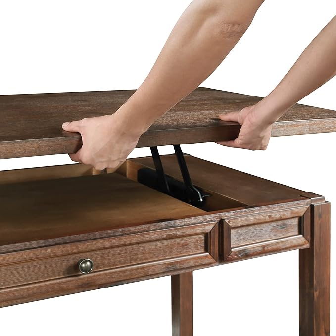 OSP Home Furnishings Baton Rouge Work Smart 48-Inch Sit-to-Stand Lift Desk Brushed Walnut Finish