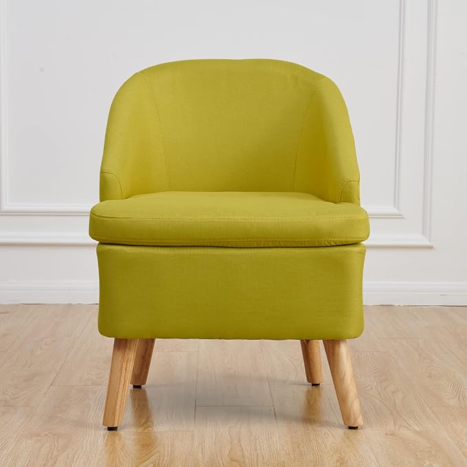 SIMPLEOPULENCE Accent Barrel Chair for Living Room Modern Fabric Upholstered Club Chair with Curved-Back and Solid Wood Legs Comfy Armchair Single Sofa for Bedroom Reading Room Guestroom(Green)