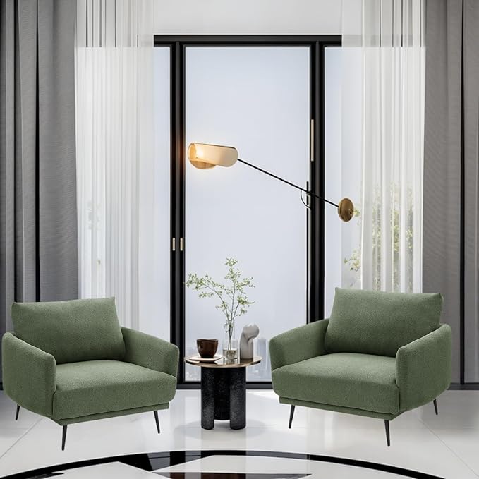 Oversized Accent Chair for Living Room Chairs Reading Arm Chair Comfy Modern Single Sofa Side Chairs with Metal Legs &amp Soft Cushion for Bedroom Waiting Room