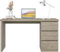 furtble Computer Desk with Drawers 53.5 inches Wood Work Desk Home Office Desk Workstation with Storage Farmhouse Computer Table for Bedroom Living Room Grey Oak