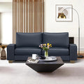 Faux Leather Couch Mid Century Modern Comfy Loveseat Sofa with Wide Arm Side Pockets Solid Wooden Frame for Office Living Room and Bedroom 3 Seater (Blue 88.58 inches)
