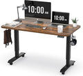Monomi Electric Height Adjustable Standing Desk 48x24 Inches Ergonomic Home Office Sit/Stand Up Desk with Two-Piece Desktop (Black Steel Frame/Rustic Brown Top)