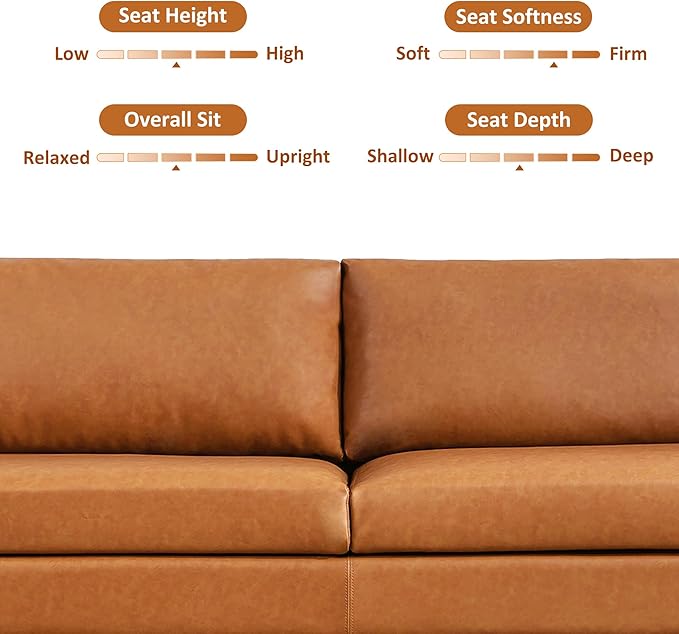 Tbfit Loveseat Faux Leather Sofa Couches for Living Room Bedroom &amp Office Light Brown