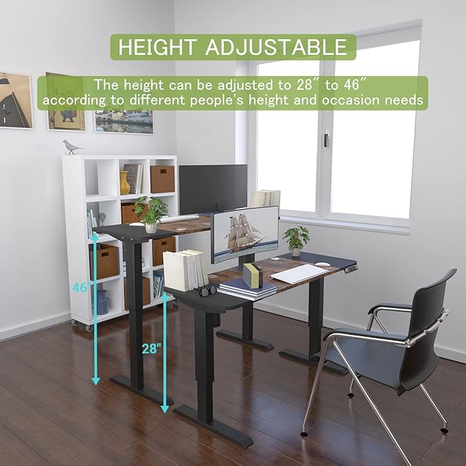 55” Adjustable Standing Desk – Electric Sit Stand Desk with Smooth Motor Memory Presets &amp Large Desktop for Home Office