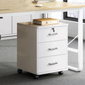 3-Drawer File Cabinet Mobile Filing Cabinet with Lock Wood Under Desk File Organizer for Home Office Storage Rolling Fits Letter/Legal/A4 Files Under Desk White/Black(White)