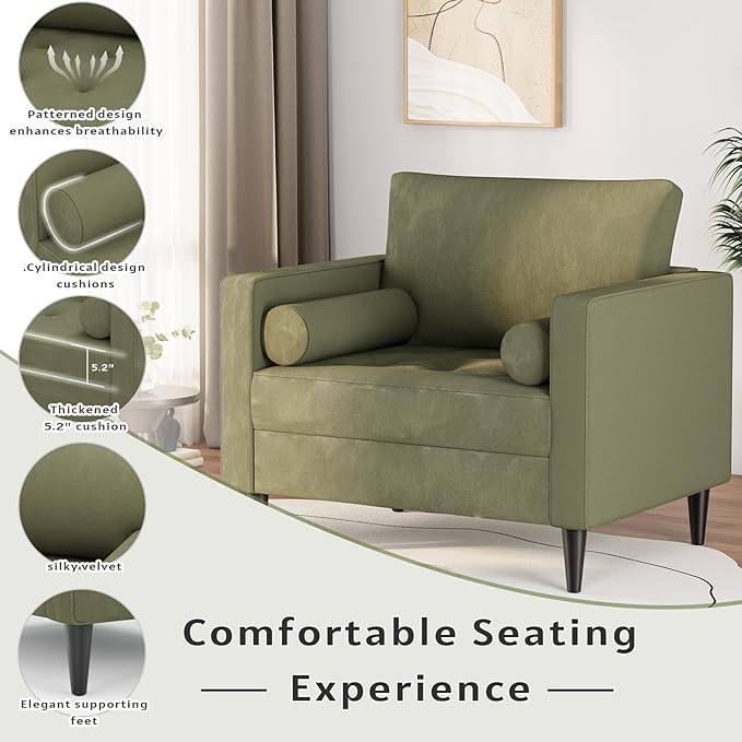 38 Oversized Accent Chair Armchair Over Sized Chairs for Living Room Comfy Large Modern Chair and A Half &amp Oversized Living Room Chairs Wide Accent Armchair for Bedroom Green