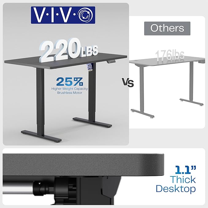 VIVO Electric 60 x 24 in Rustic Standing Desk Memory Height Adjustment 1B Series Holds 220 lbs One-Piece Vintage Brown Top White Frame DESK-KIT-1W6N