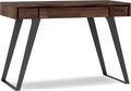 SIMPLIHOME Lowry Small Desk - 44 Inch Wide Solid Acacia Wood and Metal Writing Desk in Distressed Charcoal Brown Modern Industrial Home Office Table with 2 Drawers and Flip-Down Keyboard Tray