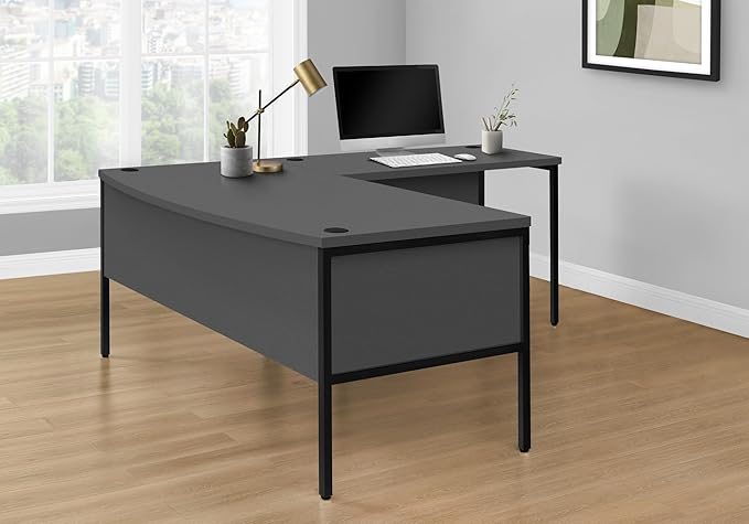 Monarch Specialties 7731 Work Home Office Grey Laminate Metal Computer Desk 48 L Black Commercial Grade 47.25 L x 23.5 W x 30 H