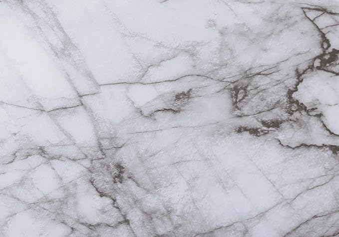 Penau Computer Desk for Home Office Contemporary Design 48l White Marble Look Laminate with Black Metal Base
