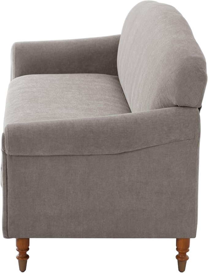 Christopher Knight Home Sola 77.5'' Modern Chenille Upholstered Loveseat Sofa with Rolled Armrest and Rubberwood Frame 2-Seater Home Sofa Living Room Comfy Couch for Hotel/Apartment Brown