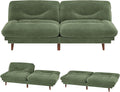 JUMMICO Convertible Futon Sofa Bed Sleeper Futon Couch with Adjustable Backrest and Armrests Modern Loveseat with Sturdy Wood Frame for Small Spaces Apartments (Corduroy Green)