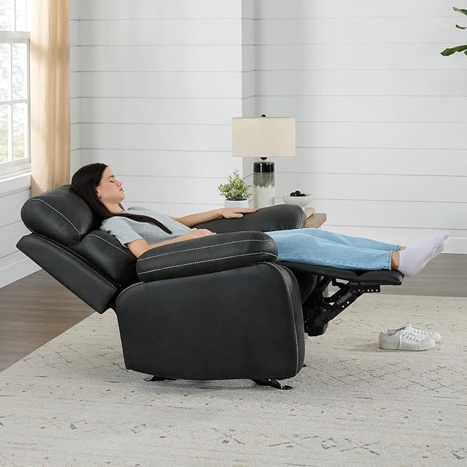 Leather Recliner Chair Manual Sofa Rocker for Adults with Overstuffed Arm for Living Room Bedroom Home Theater Seating