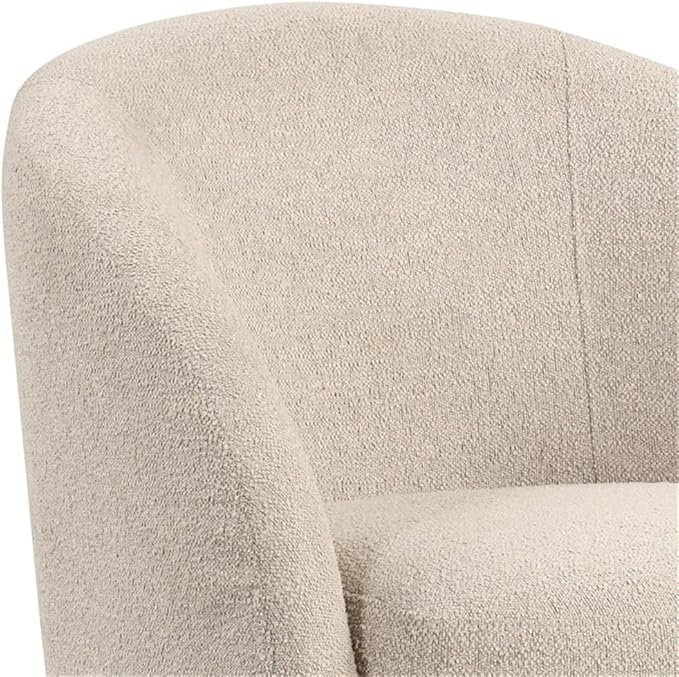 Pemberly Row Swivel Accent Chair Khaki Beige Boucle Upholstery High-Density Foam Cushion Solid Wood Frame Upholstered Base Low Profile Back Stylish and Durable Living Room or Makeup Table