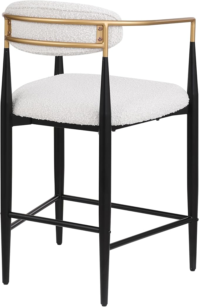 GDFStudio Modern Counter Stools Set of 2Mid Century Upholstered Counter Height Bar Stools with Back Metal Armrests and Legs Countertop Chairs for Kitchen Island 25 H