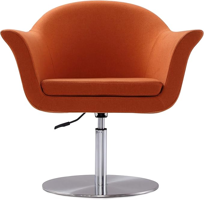 Manhattan Comfort Voyager Adjustable Swivel Accent Chair Set of 2 with 360° Turn Mid-Century Modern Design Woven Upholstery and Removable Cushion Ideal for Living Room or Home Office Orange