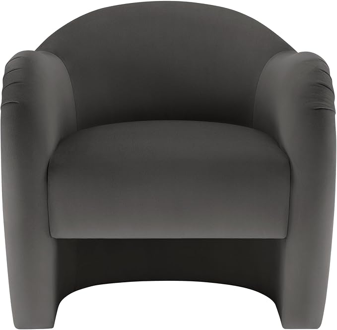 Modway Compose Barrel Chair with Performance Velvet Fabric in Storm Gray – Upholstered Accent Armchair with Curved Backrest – Cozy Lounge Chair for Reading – Round Comfy Single Sofa Club Chair
