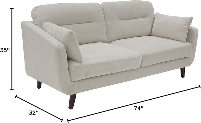 Serta Sierra Living Room Modern Design Microfiber Upholstered Couch Ideal for Smaller Spaces 73 Sofa Ivory