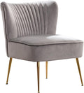 WO Home Furniture 25 Wide Tufted Velvet Accent Chair with Rust Resistant Golden Metal Legs Premium Quality Rust Resistant Seat for Your Den Living Room Bedroom Inside Area (Gray)