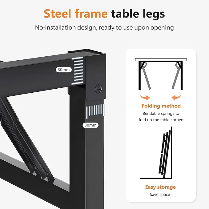 DlandHome Folding Desk Computer Desk 31.5x15.7inch Large No Install Needed Folding Table Workstation for Home Office Brown