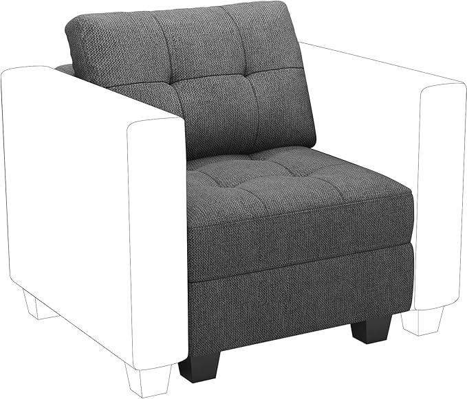 Belffin Middle Module Seat for Modular Sofa Sectional Couch with Storage Accent Armless Sofa Chair Modern Fabric Dark Grey