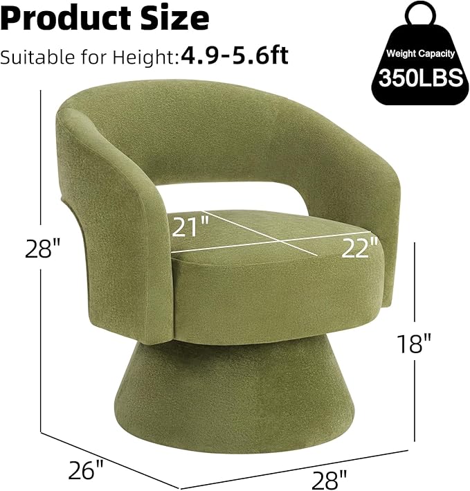 INZOY Swivel Barrel Chair Set of 2 Swivel Accent Chair with Thickened Soft Cushion Modern Chair with Velvet Comfy Round Accent Chair for Living Room Bedroom Green