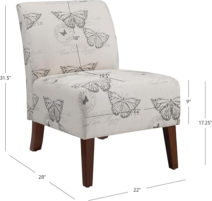 Linon Butterfly Dark Espresso Linen Lily Chair 21.5 W x 29.5 D x 31.5 H