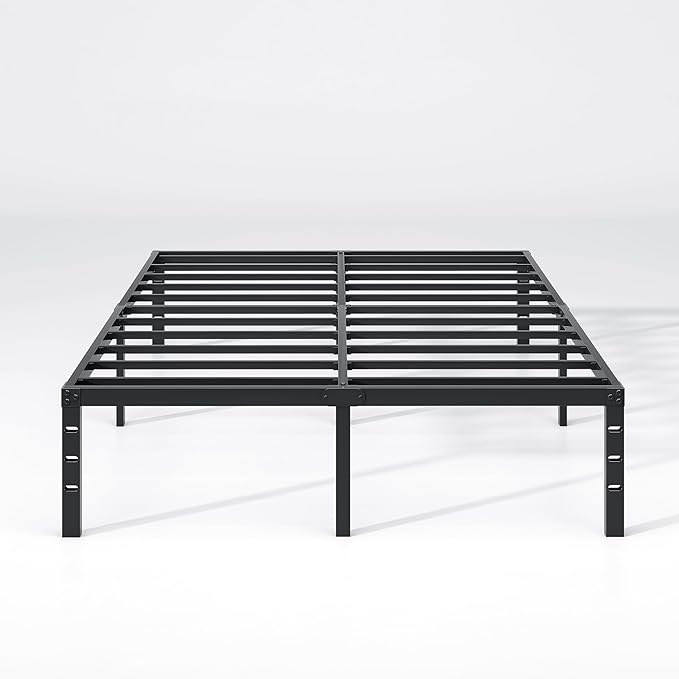 Metal Bed FrameQueen Size Bed Frame with Storage SpaceHeavy Duty Sturdy Mattress FoundationEasy AssemblyNo Box Spring Needed Black18 InchQueen