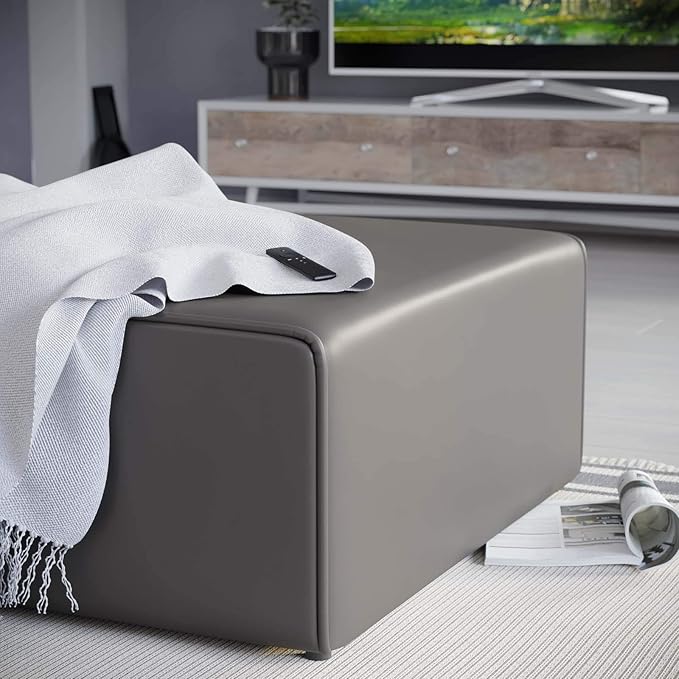 Modway Mingle Vegan Leather Ottoman in Gray