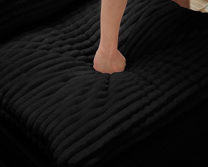 80-inch Folding futon Sofa Bed Full-Size Convertible Sleeper Couch Bed Memory Sponge Double Sofa with Comfortable Mattress Suitable for Living Room (Black Sofa Set 80'' inches+blanket)