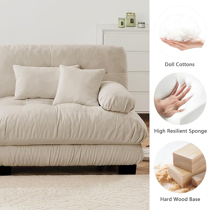 Setawix Luxury Modular Sectional Sofa Couch with Deep SeatOversized U-Shaped 2 Seater Sofas with Curved ArmrestComfy Chenille Cloud Couch for Living RoomLight Coffee